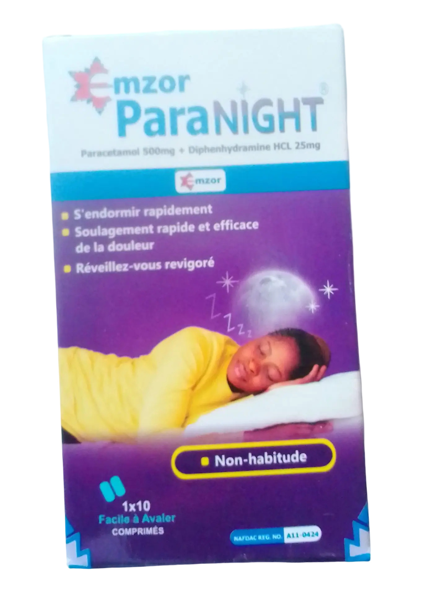 Emzor Paranight Tablet (paracetamol/diphenhydramine 500mg/25mg)